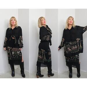 1990's Vintage Moulin Rouge Skirt & Blouse Set ~ Women's XXS XS ~ Opera House